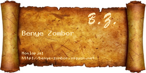Benye Zombor névjegykártya